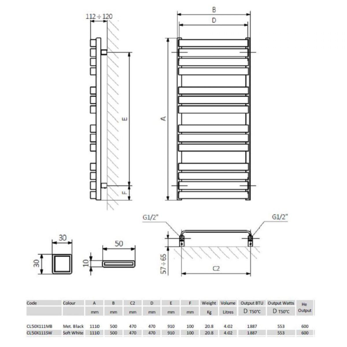 Crosswater Celeste Designer Towel Rail in Metallic Black