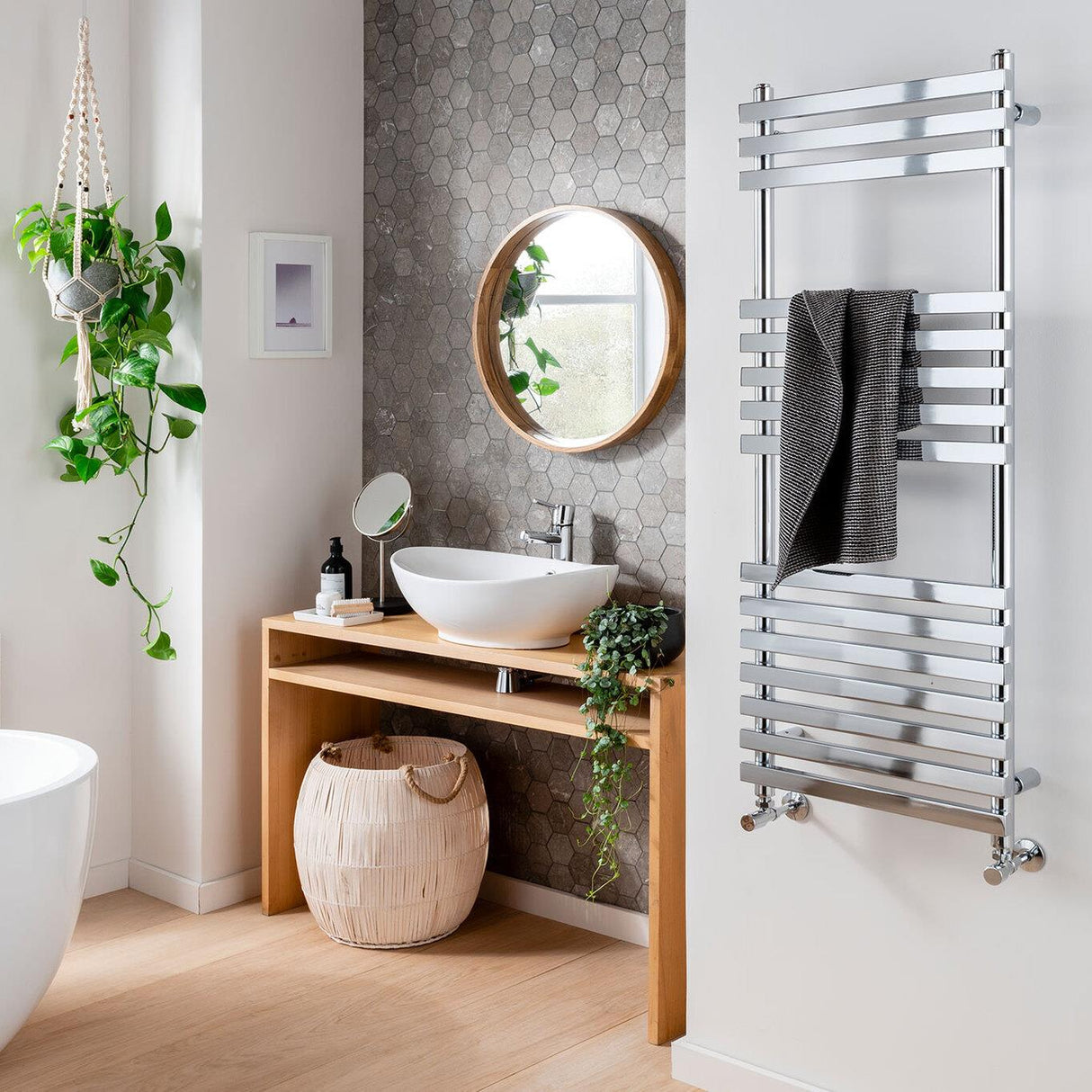 Vogue Gallant Straight Designer Towel Radiator in Polished Stainless Steel